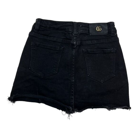Denim Black Women’s Mini Skort Small Jean Distressed Goth Rock skirt - Picture 2 of 13